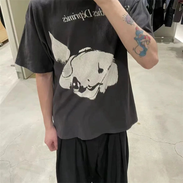 Grunge Oversized shirt – 2024 New American Summer Vintage T Shirts Oversized Short Sl