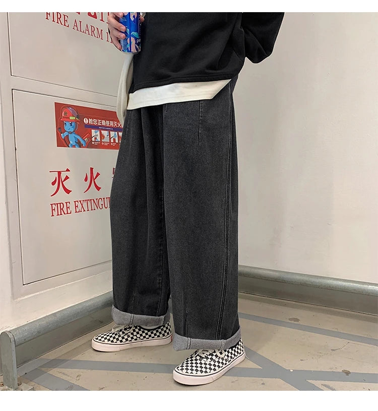 men wide leg jeans loose straight baggy denim pant mens womens streetwear skateboard pants oversized hip hop casual trousers unique jeans style 1109
