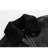 Winter Fur One-piece Cotton-padded Coat Men's Winter Korean-style Loose Suede Deer Leather Lambskin Motorcycle Leather Jacket