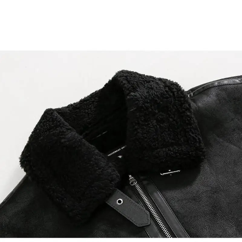 Winter Fur One-piece Cotton-padded Coat Men's Winter Korean-style Loose Suede Deer Leather Lambskin Motorcycle Leather Jacket