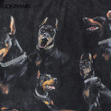 Vaporwave Oversized shirt – Oversize Distressed T Shirts Hip Hop Vintage Doberman Dog Pr