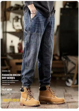 mens loose jeans classic vintage denim trousers high quality cargo pants men high street fashion men clothing spring new 2024 unique cargo style 4247