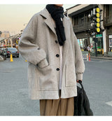 Men Trench Coat Men Mid-length 2023 New Autumn and Winter Corduroy Coat Coat Wool Design Korean Style Men Winter Coat