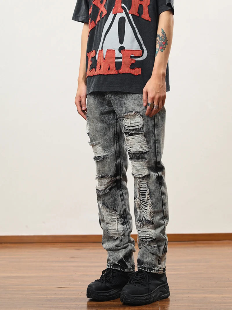 destroy distressed ripped denim jean pants new fashion biker jeans streetwear slim pants jogger y2k mens jeans skinny jeans men urban active pants
