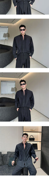 Men French Vintage Fashion Business Casual Long Sleeve Loose Dress Shirts Man Korean Streetwear Party Shirt Blouses