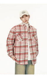 Autumn Winter Men Streetwear Fashion Loose Casual Oversize Plaid Cotton-padded Shirt Style Parkas Jacket Campus Couple Coat
