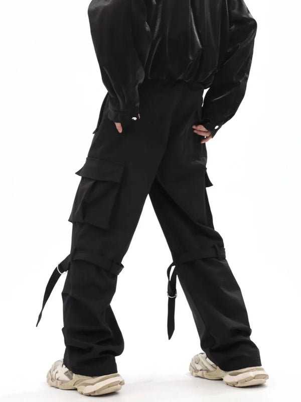 fashion cargo pants adjustable belts waist with side pockets joggers streetwear pant unisex casual loose straight baggy trousers urban active pants