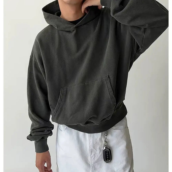 2024 New Casual Versatile Korean Style Hooded Loose Sweatshirt for Men Spring Autumn New Y2K Retro Style High-end Tops Jackets