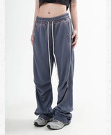 fashion washed distressed pants elastic waist drawstring men women hip hop casual sportwear pants unisex y2k streetwear joggers unique joggers style 556