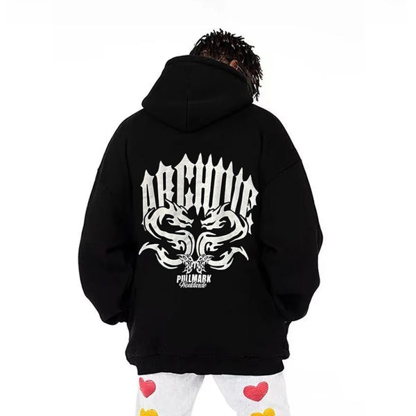 Mens Sweatshirt Street Style Oversize Loose Chicano Floral Feeling Com