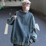 Autumn Korean Denim Coats Stand Collar Denim Sweatshirt Jacket High St