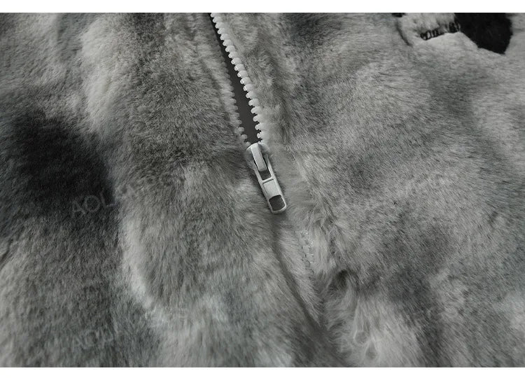 material wear style everyday essential hip fit design quality print image decb3a unisex high - oversized premium fashion urban style graphic mens-rabbit-fur-jacket-coats-hip-hop-cross-letters-winter-fleece-jacket-streetwear-casual-harajuku-coat-zip-up-fashion-outwear streetwear casual hop streetwear design ID 4b860