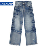 vintage blue baggy jeans man loose straight denim pants harajuku hip hop jeans trousers men denim street jeans