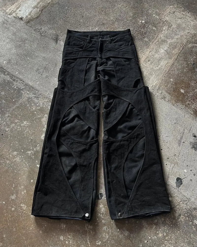 2024 new gothic retro jeans for men wide leg straight black y2k baggy jeans harajuku hip hop high waist denim pants streetwear unique jeans style 807