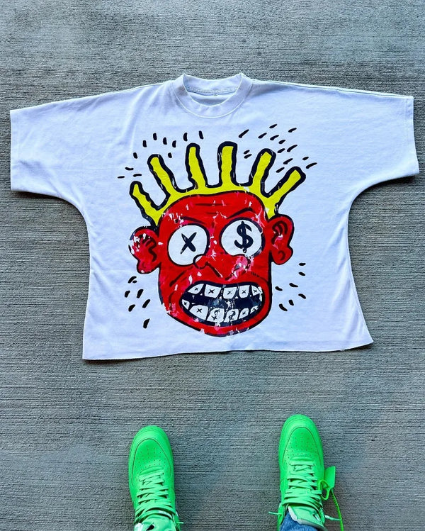 Vaporwave Graphic tee – Y2K Retro Casual Cartoon Print Round Short Sleeved Oversized