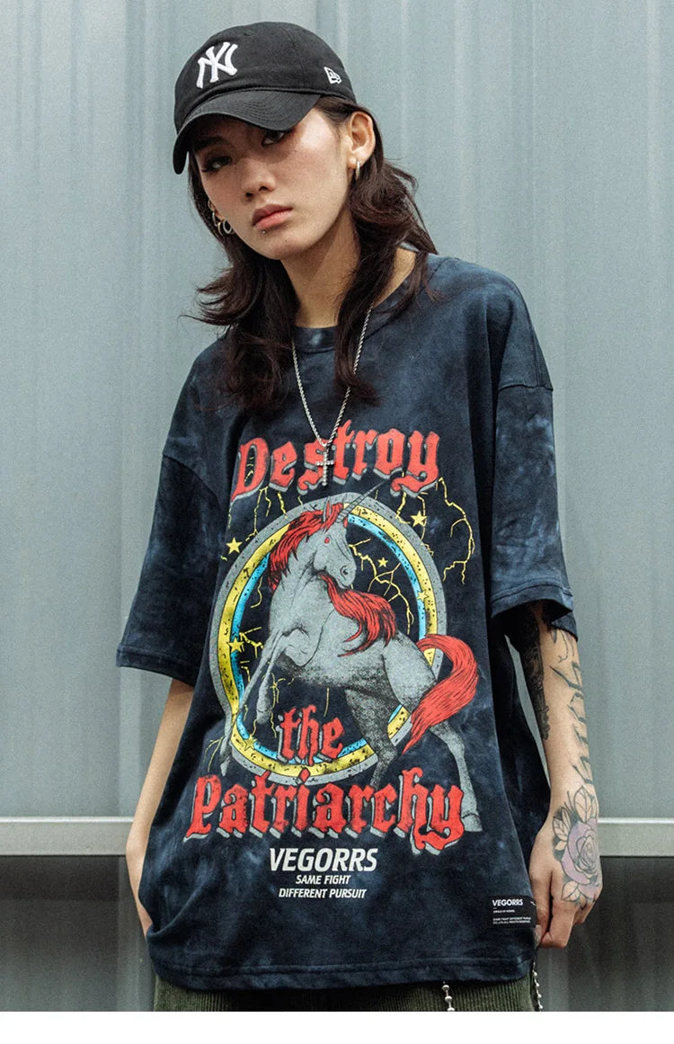 Sadcore Vintage t-shirt – 2023 Tshirt Streetwear Retro Tie Dyed House Graphic T Shirts