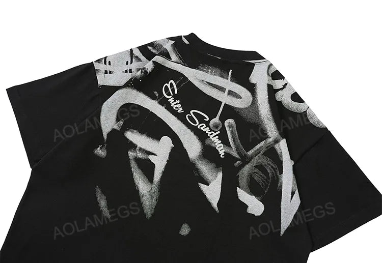 Y2k Tribal flame – Mens Y2K Tshirts Abstract Graffiti Graphic Tshirt Gothic Har