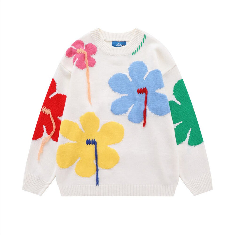 "Colourful Flowers" Unisex Men Women Streetwear Graphic Sweater Daulet Apparel