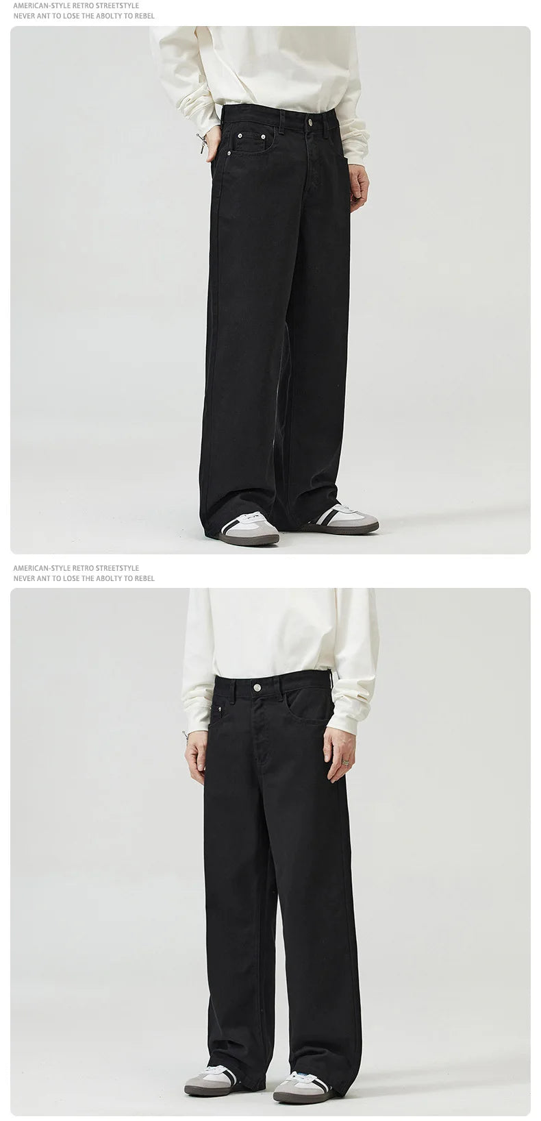 men solid color denim wide leg straight streetwear fashion loose casual jeans pants women y2k jeans trousers unique jeans style 1833