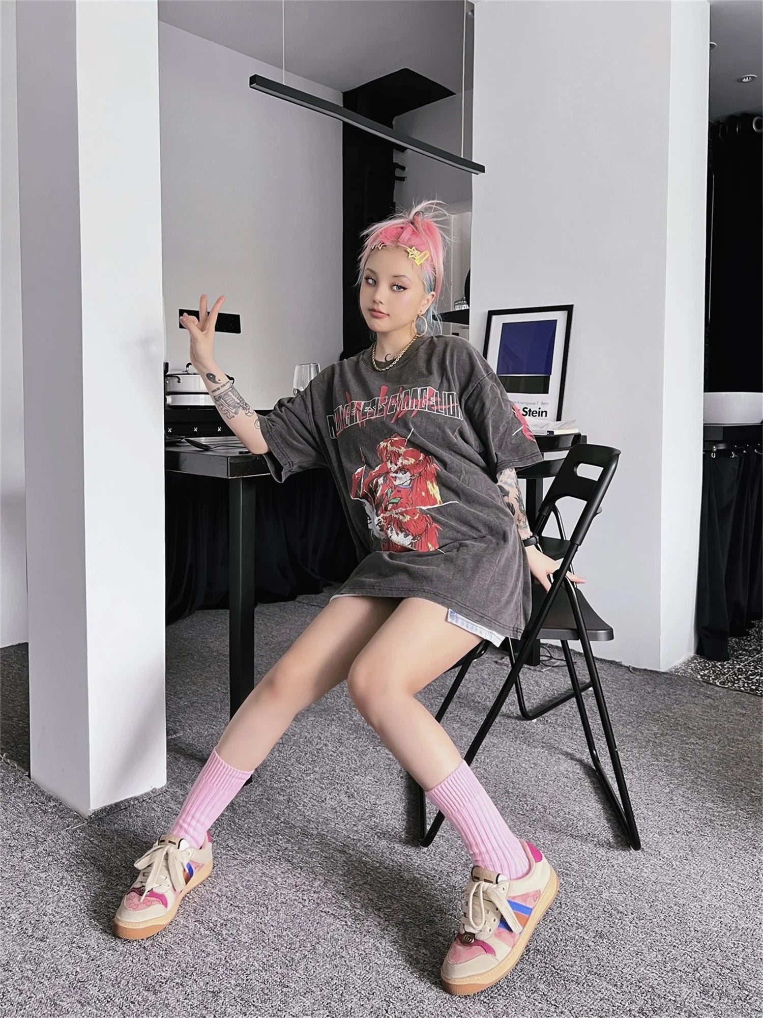 Y2K vintage t-shirt featuring 2024 new summer vintage retro anime printing high street cotton casual loose good quality heavy texture t shirt tops