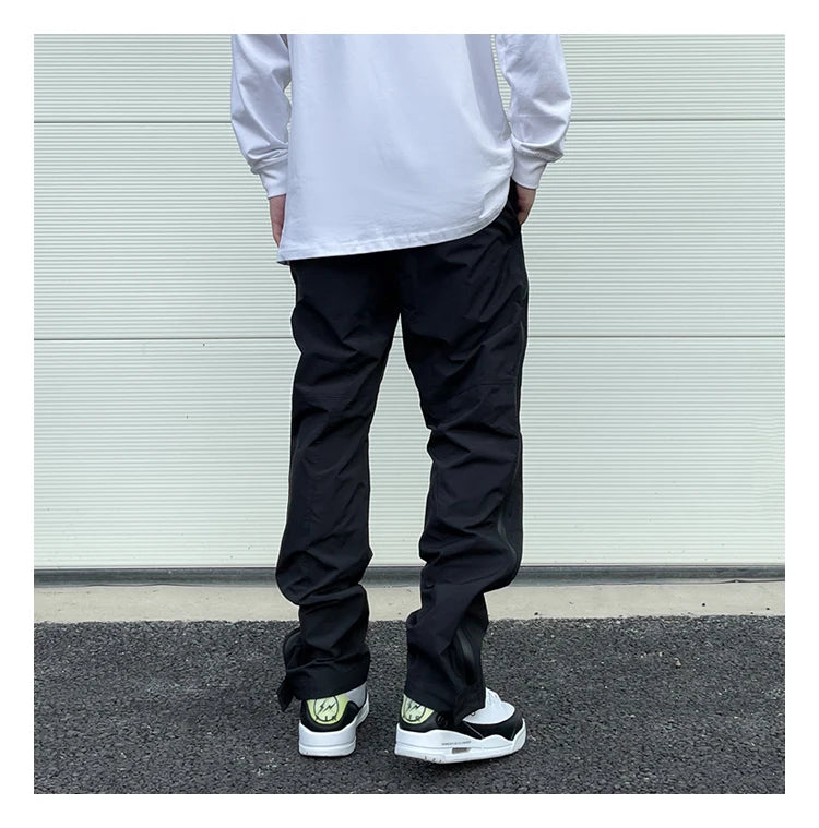american street wear machine oversized joggers pants rubber side zipper nylon casual pants harajuku mens black track pants unique joggers style 3802