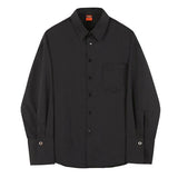 Mens French Elegant Basic Shirt Autumn Winter Genderless Fashion Trend Casual Solid Color Simple Long-Sleeved Shirt Unisex