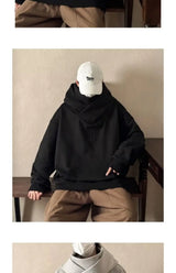 Trendy American High Collar Hooded Storm Sweatshirt For Men Women High