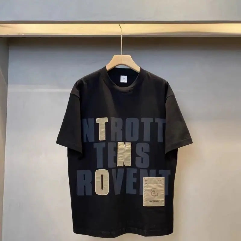 Harajuku Oversized shirt – Summer Mens New Fashion Versatile Loose Printed Letter Short