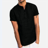 Summer Men‘s Stand collar Cotton-Linen Quality Casual Fashion Shirt For Men