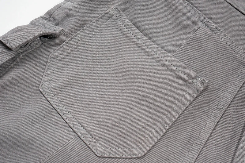 streetwear big pockets sashes pleated baggy jeans for men and women washed straight casual cargo pants oversize denim trousers 1 unique cargo style 80