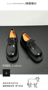 Genuine Leather Increasing Rubber Foam Sole Lightweight Derby Shoes Men Streetwear Fashion Real Cow Leather High Heels Shoes