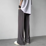 summer texture straight pants for men korean fashion baggy wide leg trousers casual drape pleated striped y2k pantalones hombre clean everyday pants