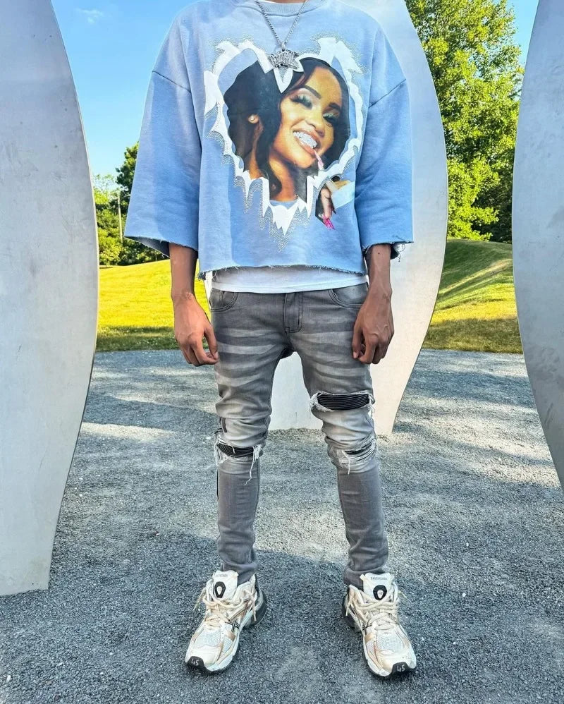Sadcore Aesthetic print tee – European And American New High Street Fashion Brand Short Sl