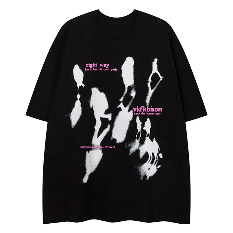Anime Oversized shirt – Men Short Sleeve T Shirts Shadow Graphic Letter Print Tshirt