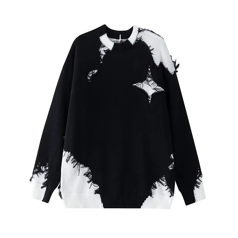 oversized knit pullover, fall/winter fashion, soft knit pullover with flame design, y2k fashion statement