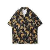 Dark Icon Tiger Print Street Fashion Men's Shirt 2021 Summer Polo Shirt Thin Material Hawaiian Shirt Male Blouse