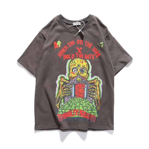 Gothic Oversized shirt – Kanye West Skull Print Loose Casual Men And Women Tshirts Ha