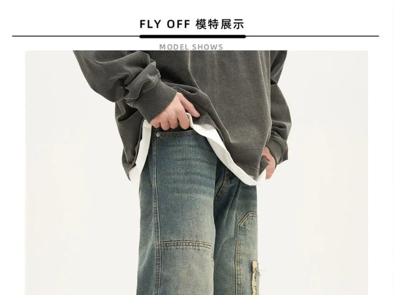american high street trendy men and women trendy personalized straight tube washed jeans couple loose retro casual pants y2k unique jeans style 11