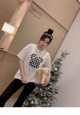 Gothic Aesthetic print tee – New Luxury Sweet Girl Giraffe Diamonds Crystals T Shirts Kor