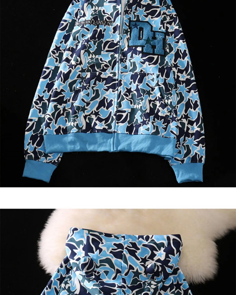 Harajuku Y2K Demon Embroidery Hoodies Women Oversized Grunge Sweatshir