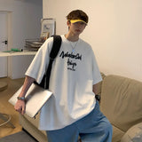 Korean style new Hong Kong style trendy letter printed short-sleeved trend loose and versatile casual couple half-sleeved top