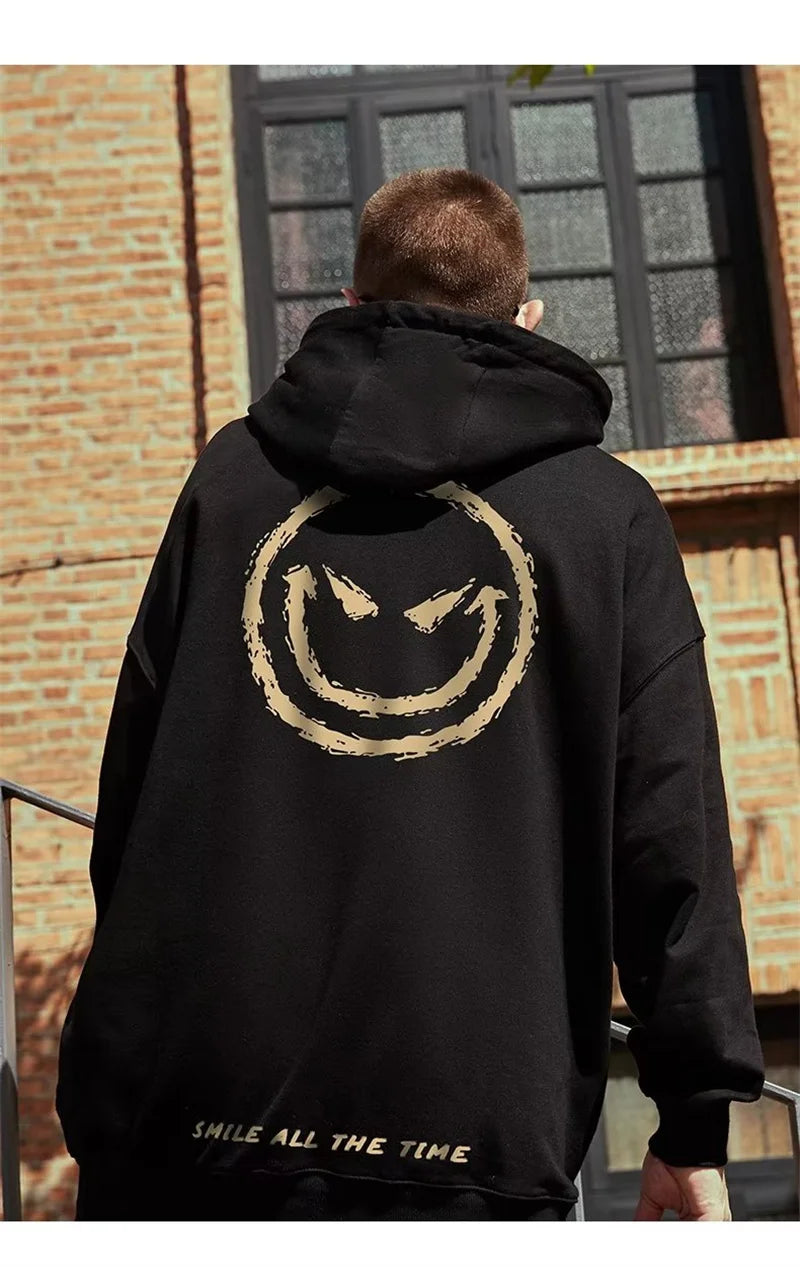 Autumn Smile Print Graphic Hoodies Harajuku Fashion Casual Cool