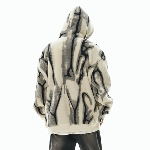 Sadcore Shirt – Men Fleece Hoodies New Casual Irregular Pattern Hairy – Streetwear Fashion for Men & Women