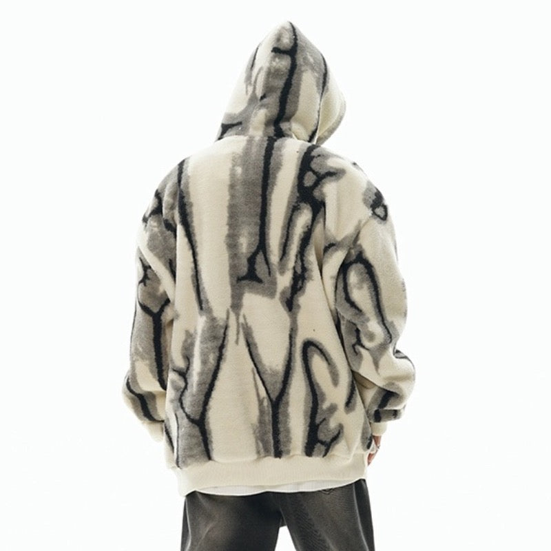 Sadcore Shirt – Men Fleece Hoodies New Casual Irregular Pattern Hairy – Streetwear Fashion for Men & Women