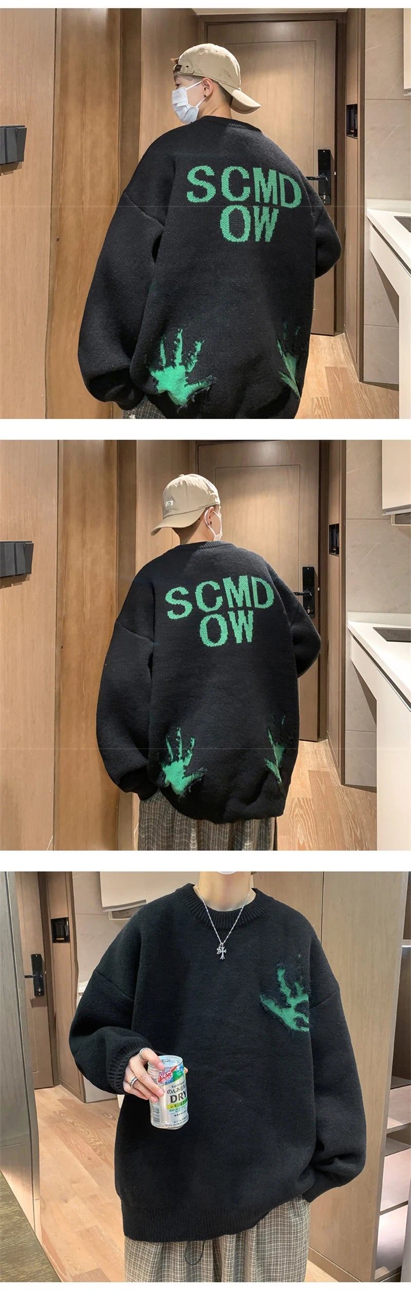 oversized flame jumper, 2025 fashion trend, fire knit jumper in oversized streetwear fashion