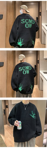 oversized flame jumper, 2025 fashion trend, fire knit jumper in oversized streetwear fashion