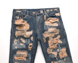 high street hole distressed ripped straight baggy jeans for men washed patchwork casual cargo pants oversized denim trousers unique cargo style 2873