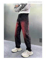 2024 spring autumn high street wide leg denim pants men render red loose straight jeans y2k fashion streetwear baggy trousers unique jeans style 4411