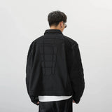 oversized fit featuring 2024 spring autumn new oversized armor padded jean coat for men turtle shell ripped denim jacket for men super size clothes design – premium quality jacket for men