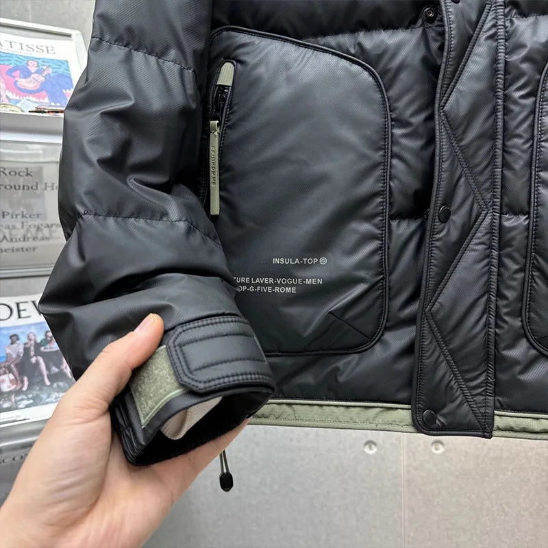 Winter down jacket men's warm new hooded large size outdoor down jacket men